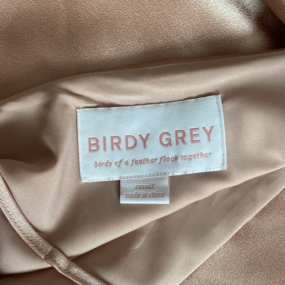 Birdy Grey Rose Gold Shiny Satin Lisa Midi Dress Bridesmaid Dress Size Small - Picture 9 of 11